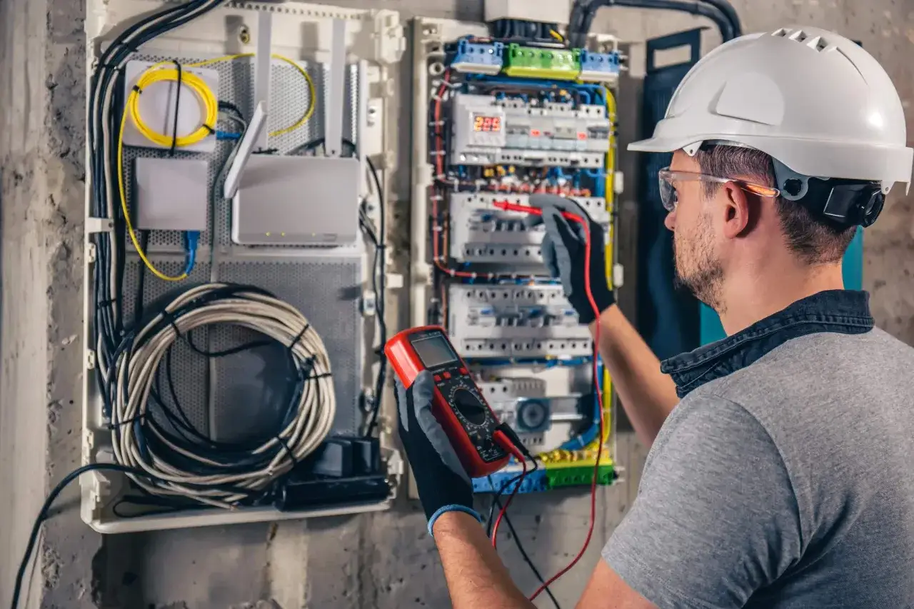 elektryk przy pracy instalacja elektryczna