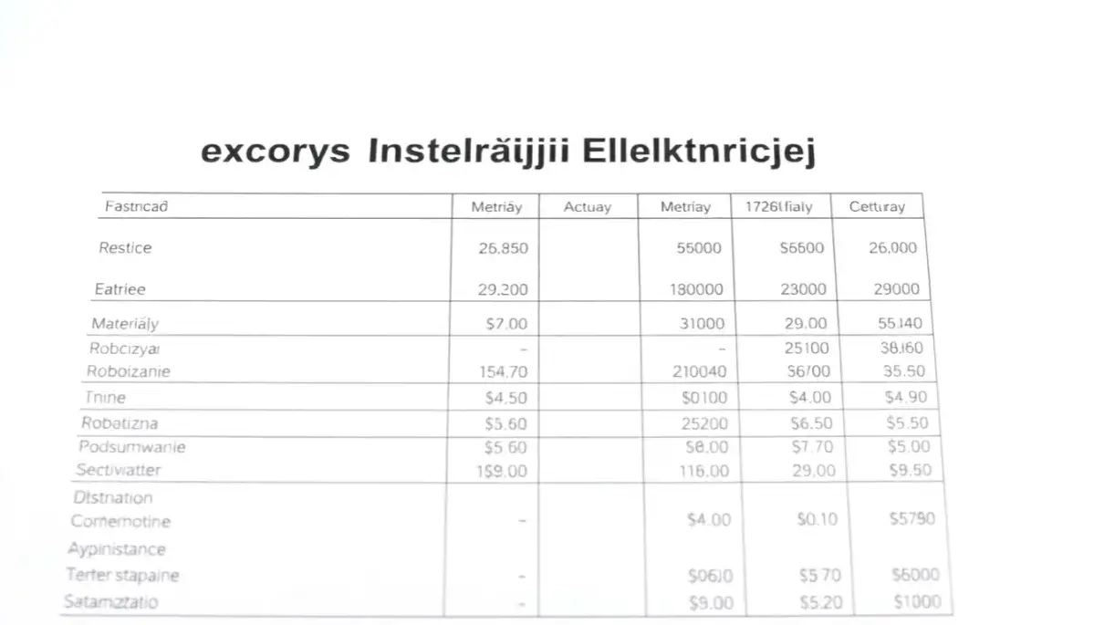 cennik usług elektrycznych przykładowe prace